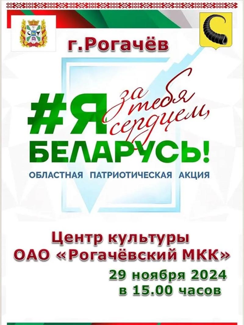 В Рогачеве стартует областная патриотическая акция "#Я за тебя сердцем, Беларусь!"