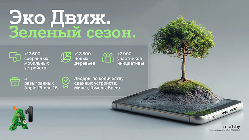 «Эка Двіж. Зялёны сезон» ад А1: 13,5 тысяч дрэў у абмен на старыя гаджэты